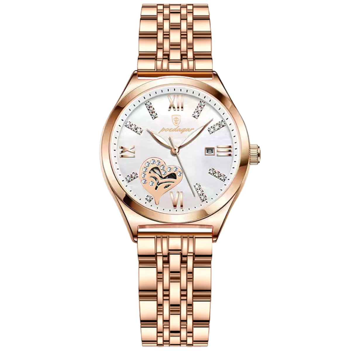 POEDAGAR Reloj de pulsera de lujo para mujer, resistente al agua, luminoso, con fecha, de cuarzo, elegante, para dama