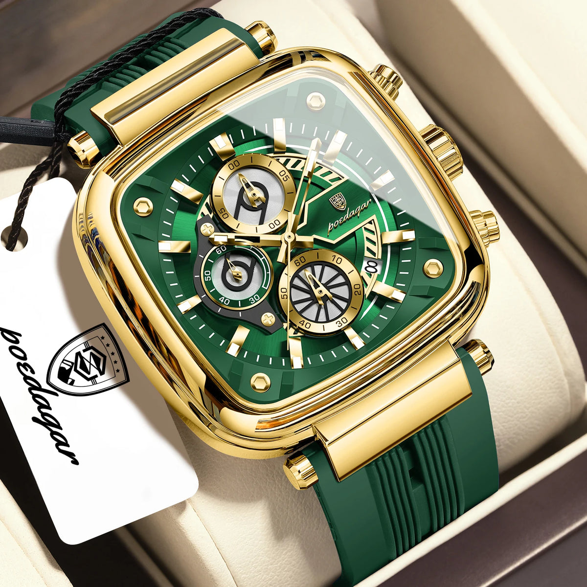 POEDAGAR Sports Watches For Men Fashion Waterproof Luminous Date Man Wristwatch Chronograph Quartz Silicone Men Watch Male Reloj