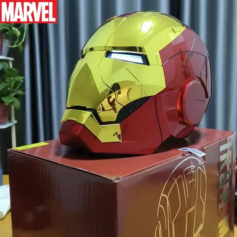 Casco Eléctrico de Iron Man de Marvel 1:1 MK50 MK5 con Control por Voz y Ojos con Luz, Modelo de Juguete para Adultos, Tecnología Vestible, Regalo de Navidad