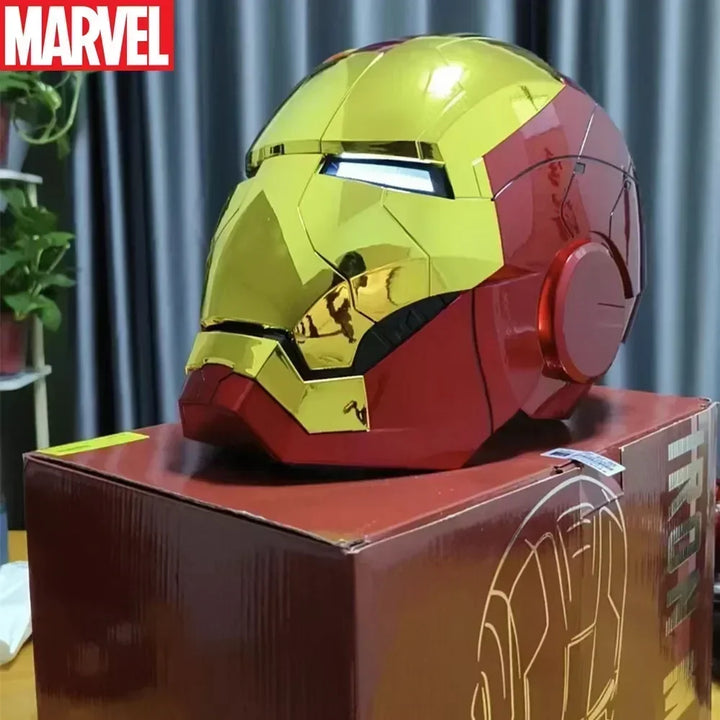 Casco Eléctrico de Iron Man de Marvel 1:1 MK50 MK5 con Control por Voz y Ojos con Luz, Modelo de Juguete para Adultos, Tecnología Vestible, Regalo de Navidad