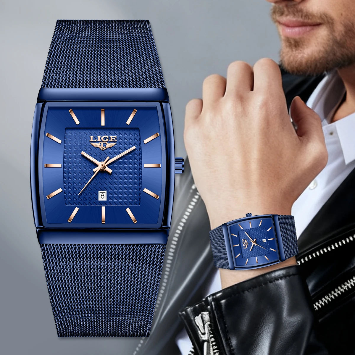 Reloj de pulsera de cuarzo LIGE, de lujo, duradero y preciso para hombre, luminoso, resistente al agua, con fecha automática, reloj de moda para negocios