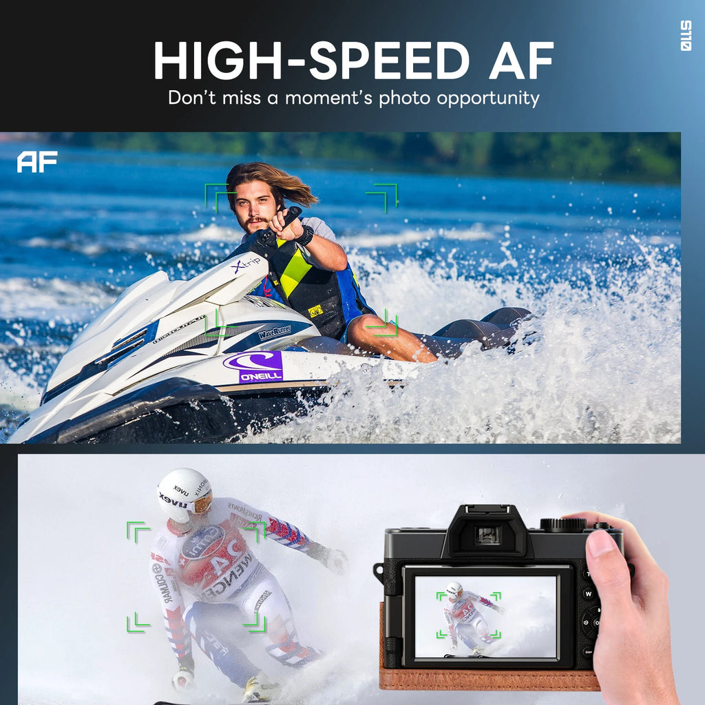 Cámaras Digitales NBD de 48MP y 4K para Fotografía, Cámaras de Viaje para Vlogging con Zoom Digital de 16X y 180° ° Pantalla abatible de 52 mm, lente macro, micrófono, batería de larga duración, regalo
