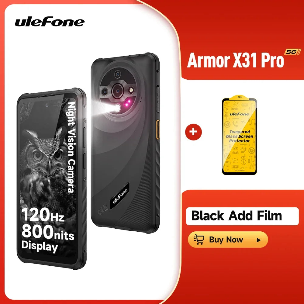 Teléfono resistente Ulefone Armor X31 Pro 6,56'' Hasta 16GB+256GB 6050mAh NFC Smartphone Android 14