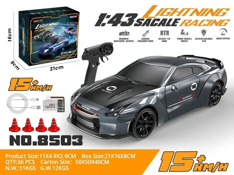 Mini coche de drift teledirigido 2.4G 1/43 8501/8500 - Coche de radiocontrol de alta velocidad | Modelo de drift profesional | Juguetes para niños y regalos de carreras