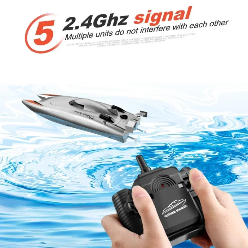 Lancha rápida RC 2.4G de alta velocidad, barco a control remoto de 30 km/h con doble motor, resistente al agua y evasión de obstáculos, juego para niños, regalo para niños.