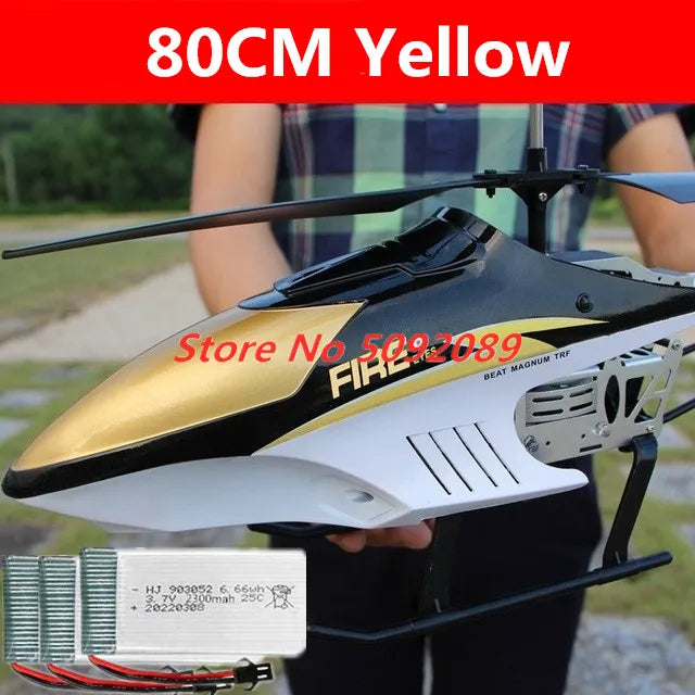 2,4G 6 ejes Flybarless doble hélice Flexible Anti-choque RC helicóptero 85CM 150M aleación avión UAV con 3 uds batería de juguete