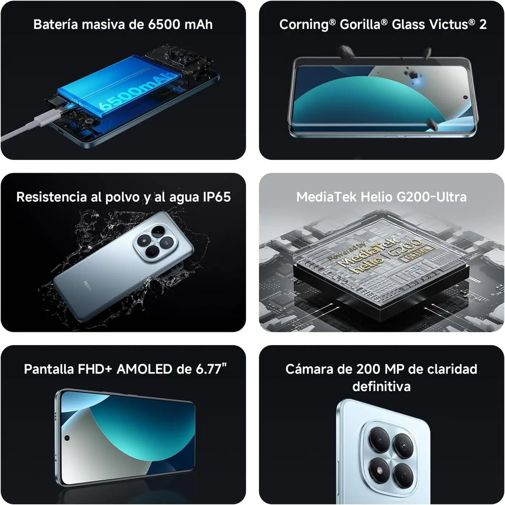 Teléfono móvil Xiaomi Redmi Note 15 Pro 4G libre 8GB+256GB / 12GB+512GB, pantalla AMOLED FHD+ de 6,77", MediaTek Helio G200 Ultra, cámara de 200 MP, batería de 6500 mAh (cargador no incluido)