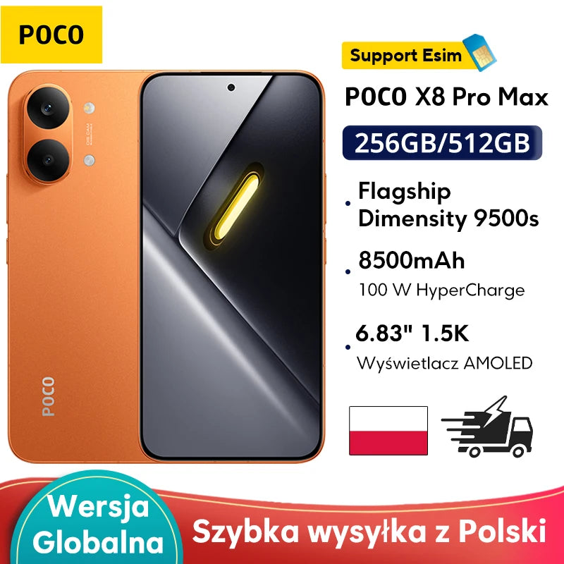 POCO X8 Pro MAX 5G Orange Color Special NFC Smartphone 8500mAh 50MP OIS CameraDimensity 9500s processor