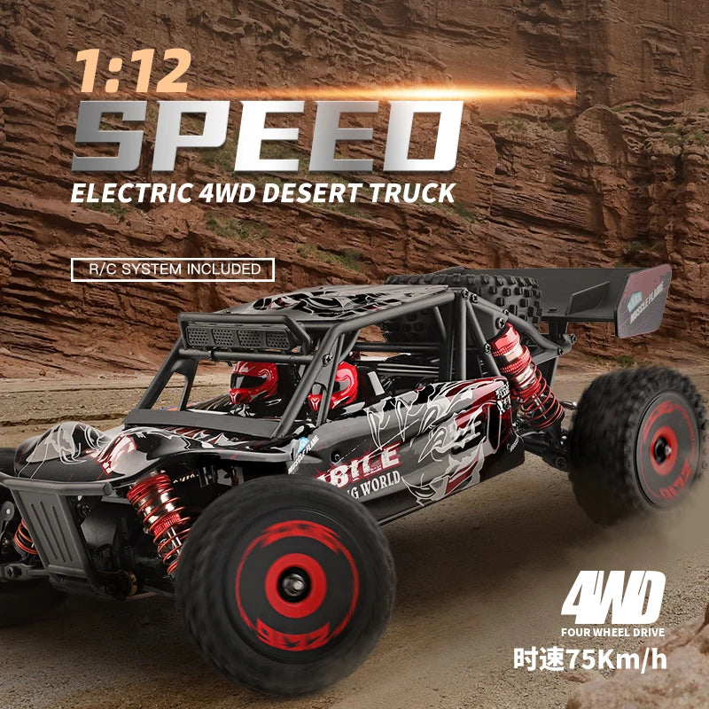 WLtoys 124016 124017 Coche RC de Alta Velocidad 75km/h, Camioneta Eléctrica 4x4 Todoterreno con Control Remoto, Vehículo de Carreras para Derrapes y Escalada, Juguetes