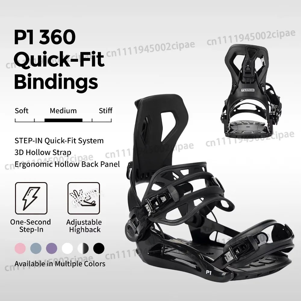 Fijaciones de Snowboard de Acceso Rápido, Ajustables, Ligeras, para Hombres, Mujeres y Principiantes, Aptas para Todo Tipo de Montaña