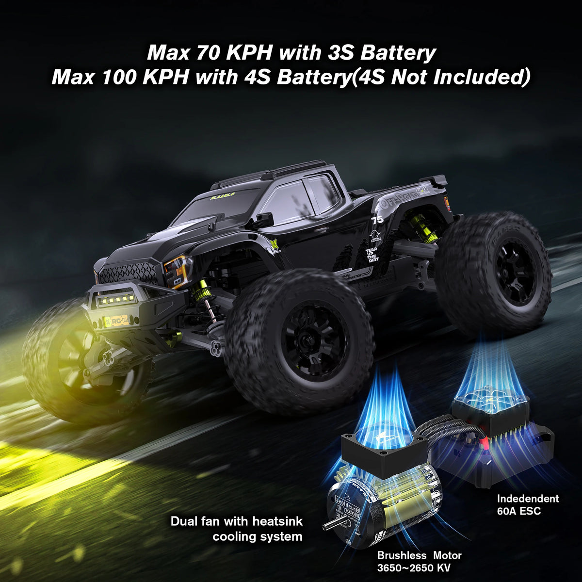 RLAARLO All-Round Terminator, Auto RC 4x4 Todoterreno, Camioneta Monstruo a Control Remoto, Escala 1:10, Auto RC de Escalada Todo Terreno