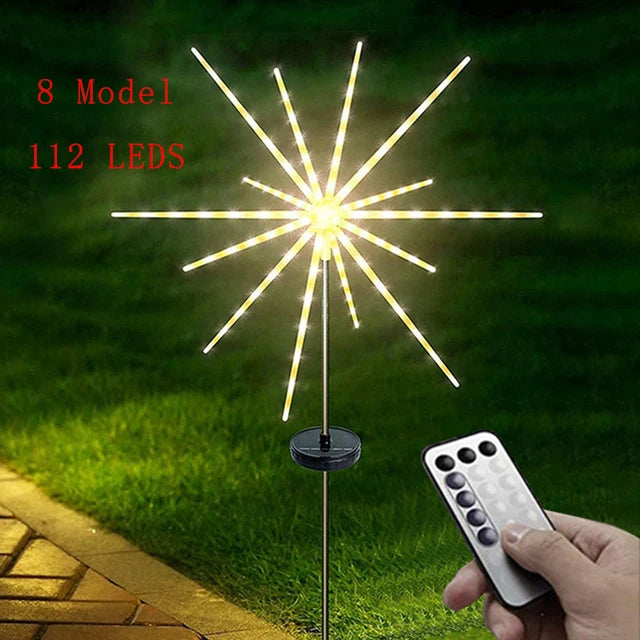 Luz LED de fuegos artificiales solares para exteriores, lámpara de caballo de meteorito, guirnalda de luces, decoración de calle y jardín, luz navideña de Año Nuevo