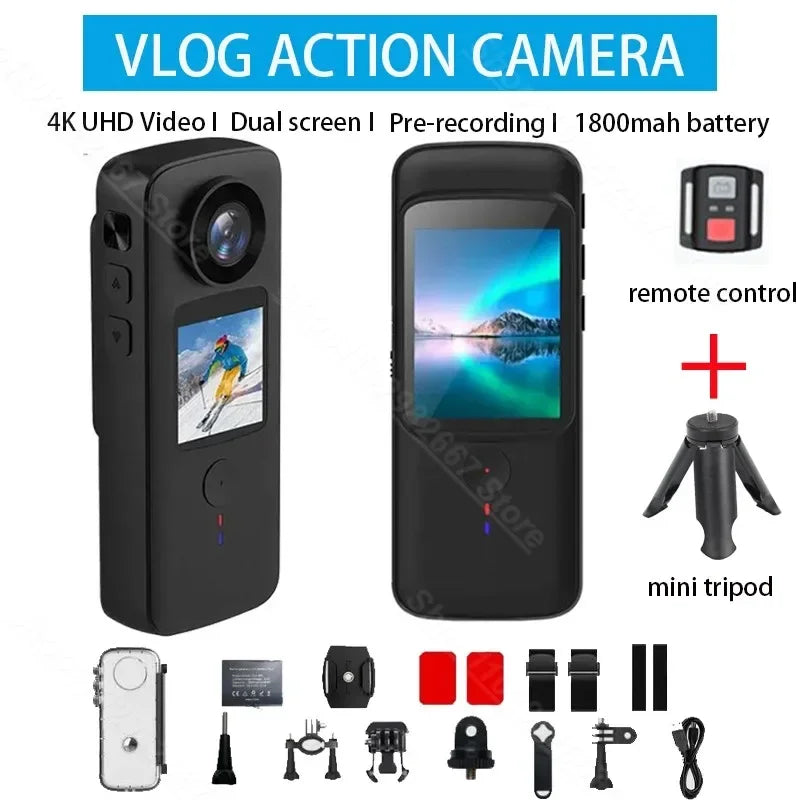 Cámara de acción antivibración 4K WiFi pantalla Dual 30m cámara deportiva con pantalla táctil impermeable para grabadora de vídeo de viaje cámara corporal de buceo