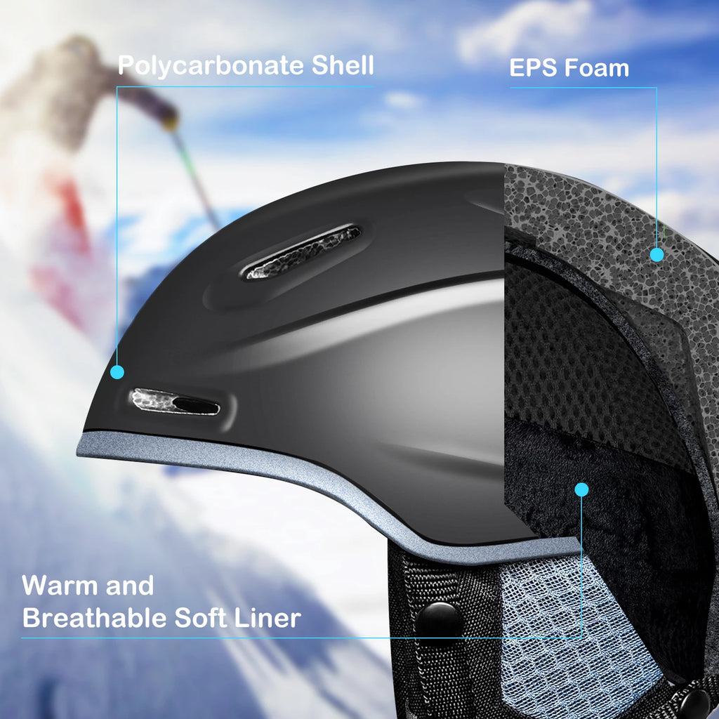 Casco de esquí ligero con certificado de seguridad, moldeado integralmente, para Snowboard, ciclismo, esquí, nieve, hombres y mu