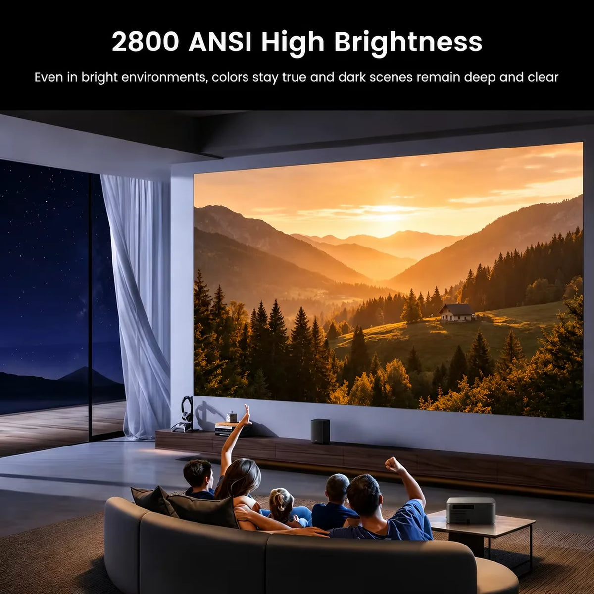Proyector Everycom Touyinger H8 MAX Full HD con decodificación 4K, 2800ANSI, pantalla LCD de 5 pulgadas, Android 14.0, proyector de video inteligente para cine en casa