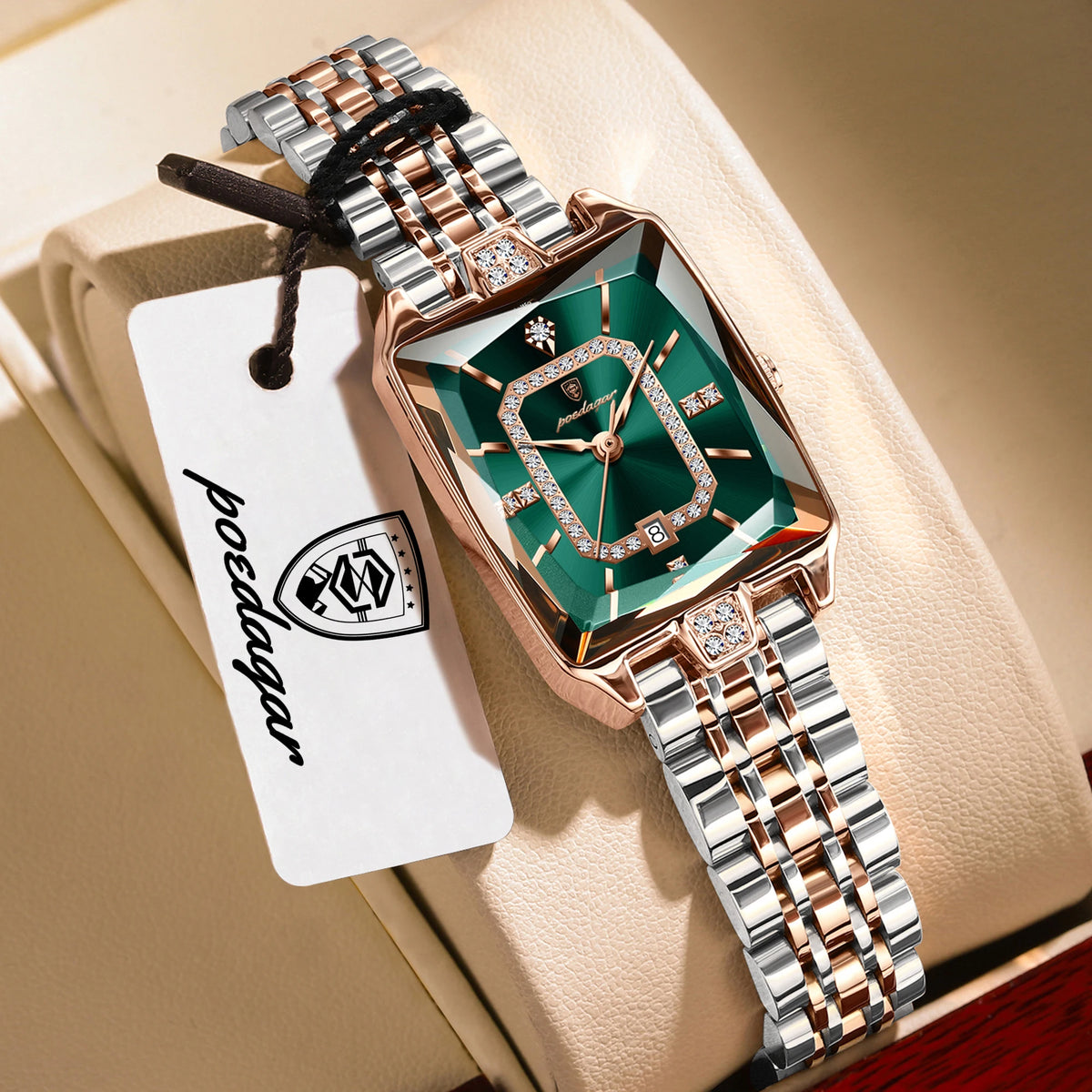 Reloj de pulsera para mujer marca POEDAGAR, resistente al agua, de acero inoxidable, con fecha, elegante, informal, de cuarzo.