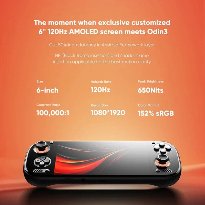 Consola de Juegos Portátil AYN, Pantalla AMOLED de 6" y 120Hz, Salida DP 4K, Batería de 8000mAh, Android 15, Reproductor de Juegos Portátil