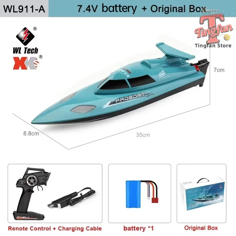 Lancha teledirigida WLtoys WL916 WL912-A de 2.4 GHz, 55 km/h, lancha de carreras de alta velocidad sin escobillas, juguete de lancha rápida con control remoto de 2200 mAh para niños