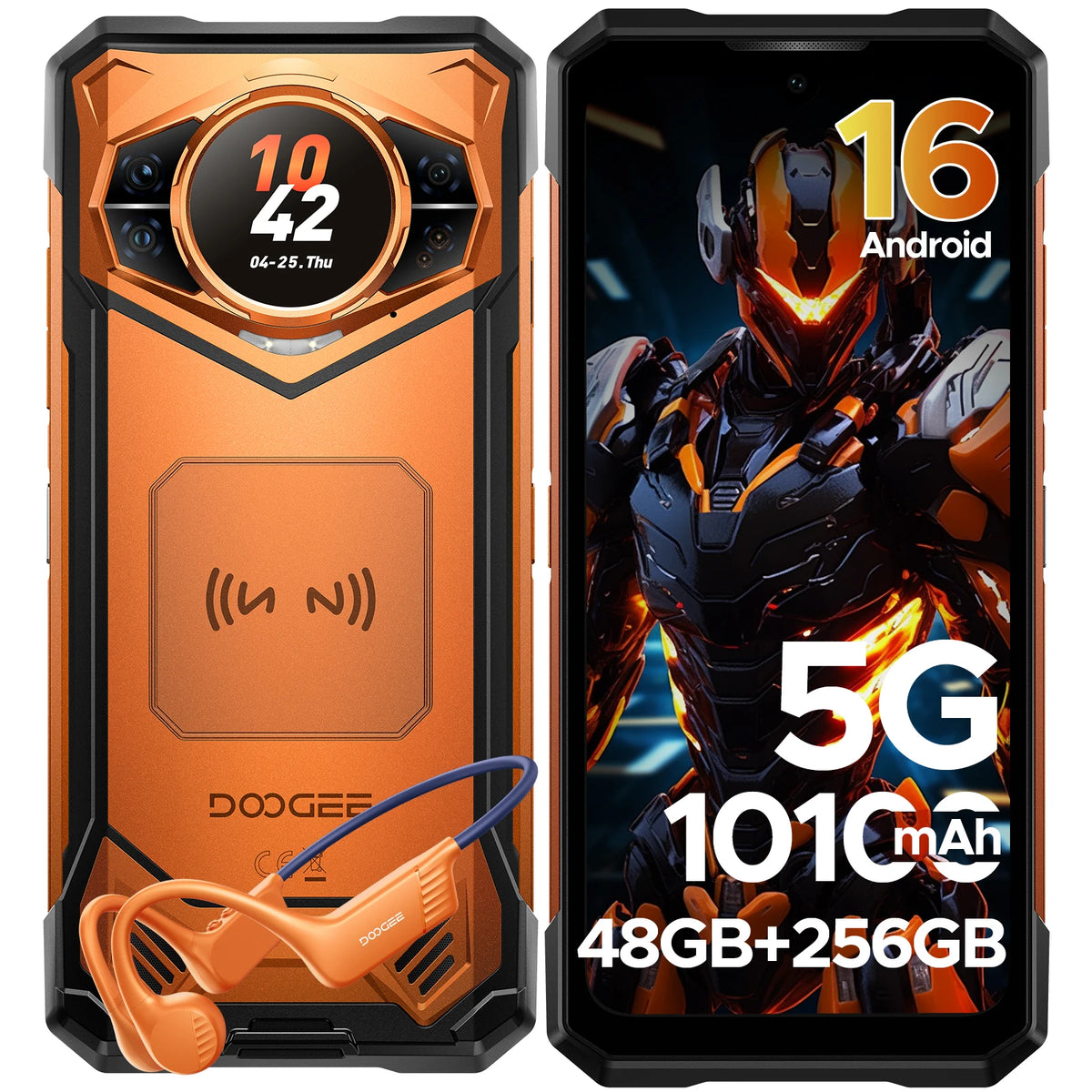 Smartphone resistente DOOGEE S200 48GB + 256GB Dimensity 7050 Pantalla de 6.72" 120Hz Cámara de 100MP Batería de 10100mAh NFC Android 16