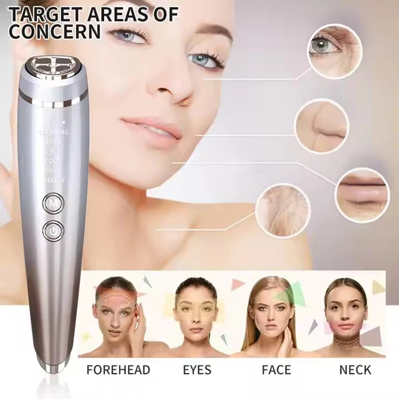 Masajeador Facial EMS de alta frecuencia 6 en 1, microcorriente de estiramiento Facial para estiramiento de cara y ojos, herramienta de cuidado Facial de belleza RF