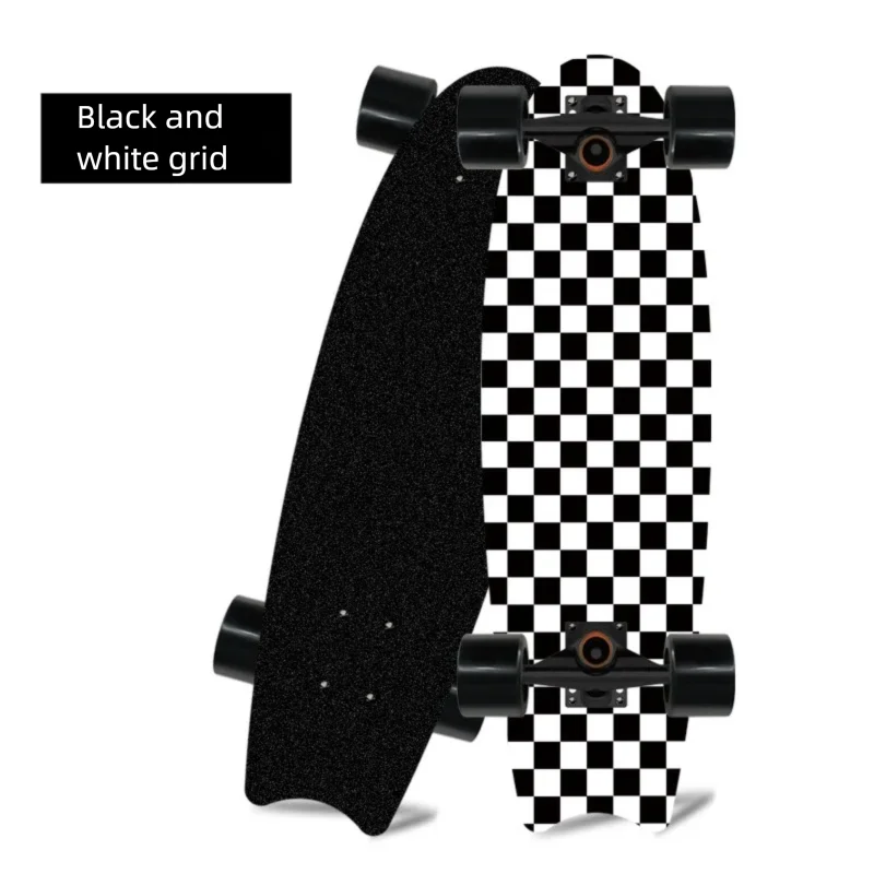 Patineta de madera de arce con cuatro ruedas y diseño de cola de pez, ideal para principiantes, para desplazarse y practicar patinaje urbano.