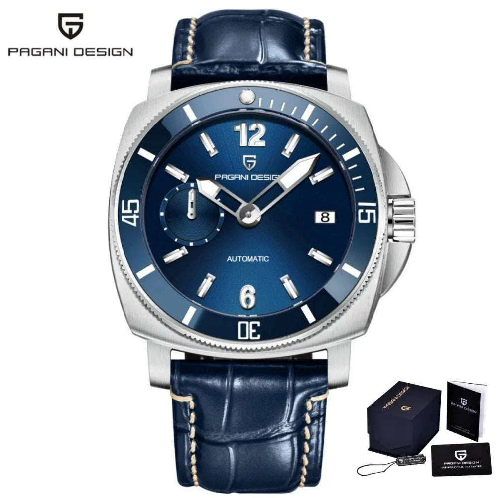 Reloj mecánico PAGANI DESIGN PD-1820 para hombre con fecha, totalmente de acero inoxidable, cristal de zafiro, luminoso, resistente al agua 10Bar, reloj automático