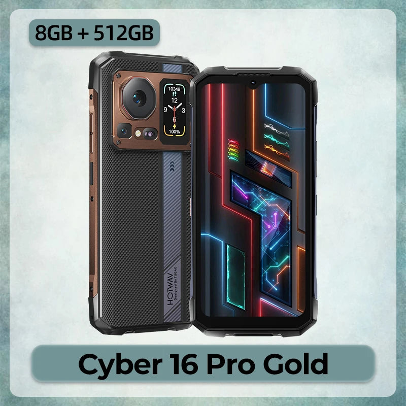 HOTWAV Cyber 16 Pro G100 Octa-core Rugged Phone 6.6'' FHD+ 120Hz 2K Display 108MP Rear 32MP Front 24MP Night Vision Camera Cellphone Android 15 8GB 512GB 6280mAh 33W Fast Charging Mobile Phone