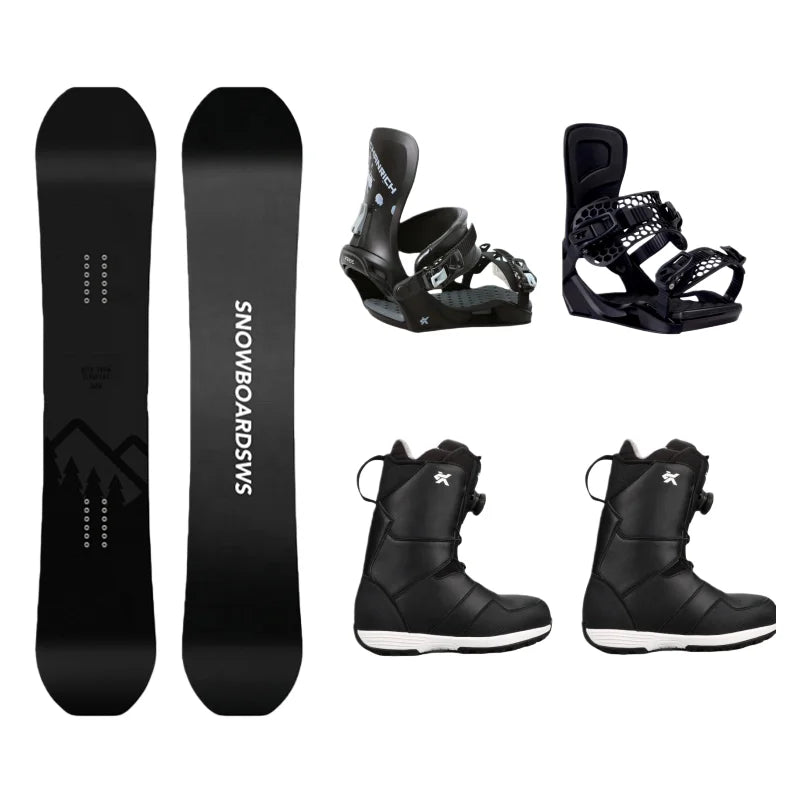 Set de Snowboard y Esquí, Tabla de Snowboard con Núcleo de Madera para Adultos, Hombres y Mujeres, Kit de Snowboard Universal para Invierno