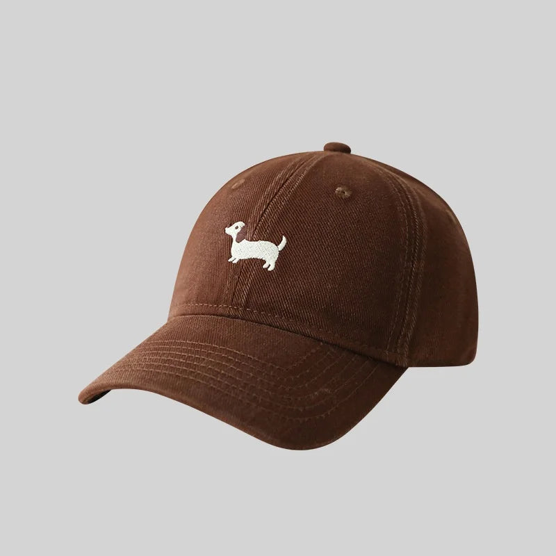 Gorra de béisbol con bordado de perro salchicha, protector solar, de moda, para exteriores, adecuada para hombres y mujeres, para uso diario informal.
