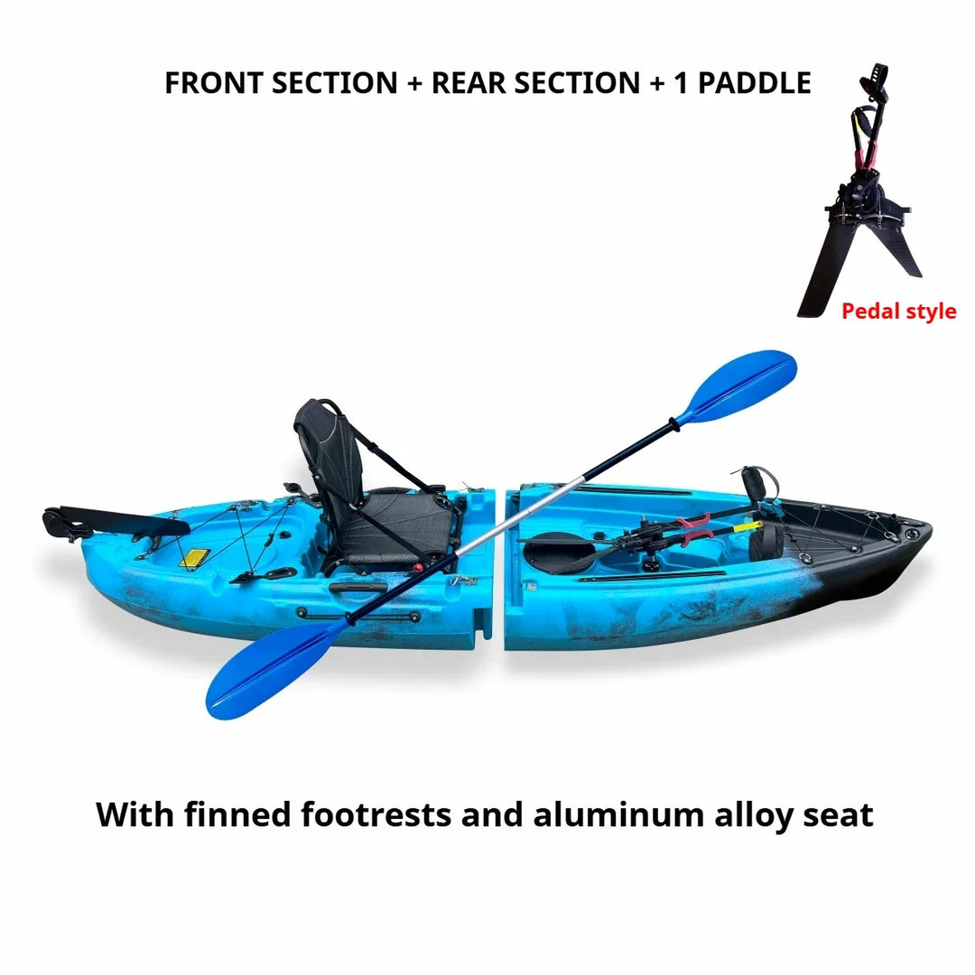 Kayak LLDPE portátil 2025 con canoa eléctrica impulsada por Pedal de carcasa dura dividida para Solo Tandem Lake Sea Adventures montaje Modular
