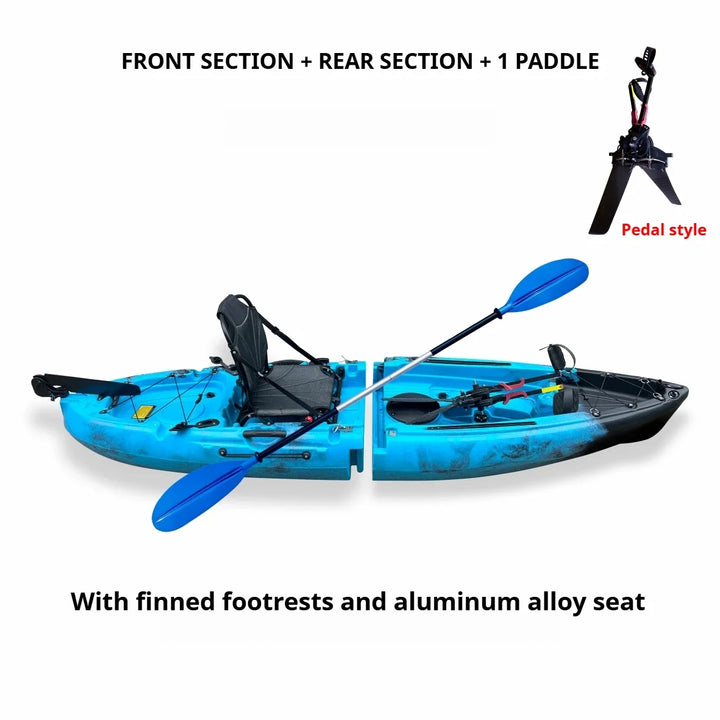 Kayak LLDPE portátil 2025 con canoa eléctrica impulsada por Pedal de carcasa dura dividida para Solo Tandem Lake Sea Adventures montaje Modular