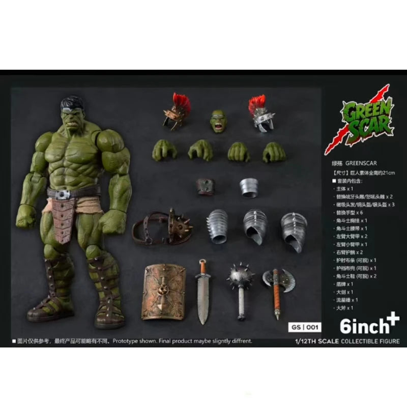 Figura de acción original de Hulk de 6 pulgadas GREENSCAR GS001, juguetes y colección de regalos para pasatiempos de fans