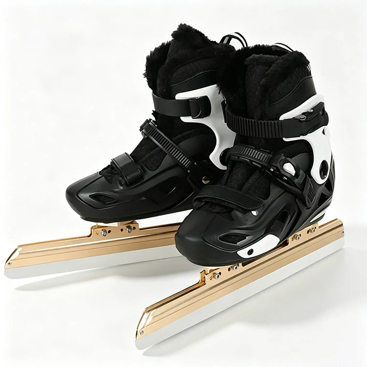 Patines de hielo ajustables con velocidad regulable, para adultos y principiantes, con cuchilla de acero al carbono y estructura de aluminio, botas de patinaje sobre hielo para uso en exteriores, talla 36-45.