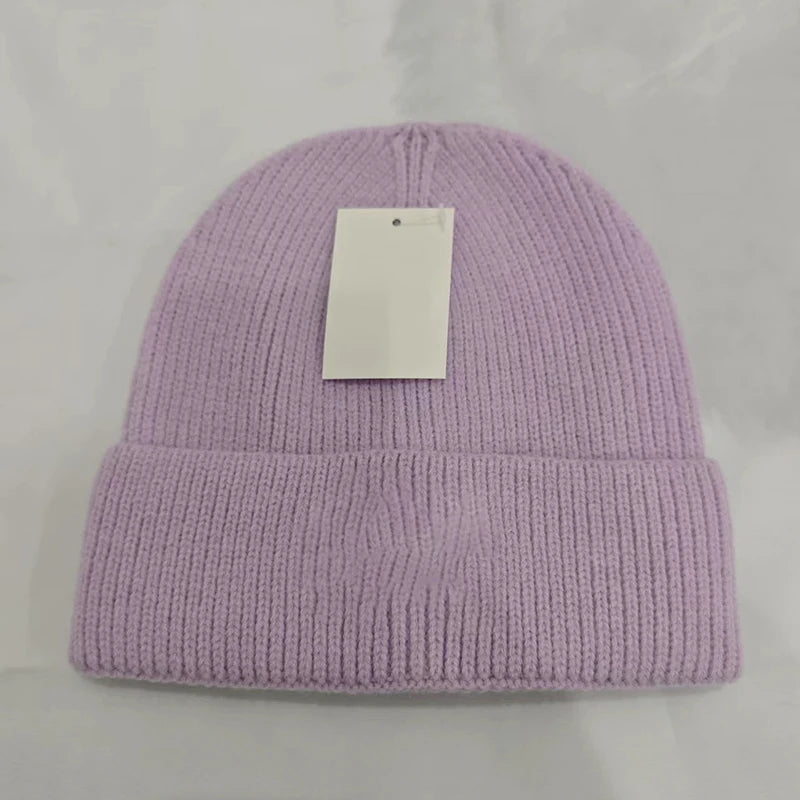 Gorro de punto con letras bordadas para otoño e invierno, moderno y versátil, gorro de lana cálido.