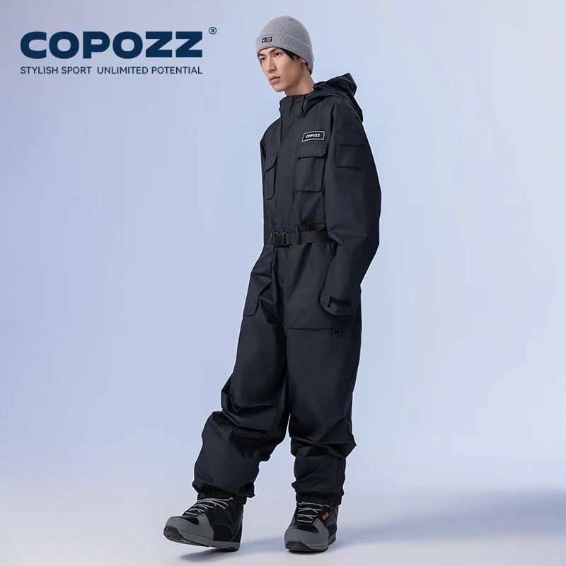 COPOZZ 2025 hombres mujeres mono de esquí de una pieza deportes al aire libre monos de Snowboard impermeable traje de esquí de invierno mono con capucha