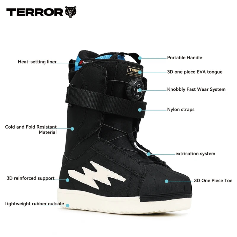 Botas de Snowboard TERROR |   Calzado de Invierno para Hombre y Mujer, Fácil de Poner, Forro Térmico Polartec, Cierre de Dial NX