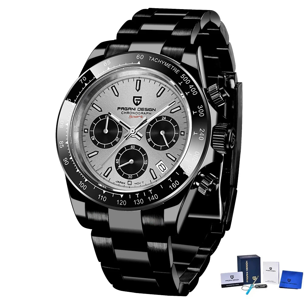 Reloj de cuarzo deportivo para hombre PAGANI Design 2026, marca de lujo, cronógrafo de acero inoxidable con cristal de zafiro, resistente al agua.