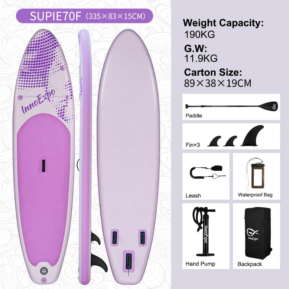 Tabla de Paddle Surf Inflable InnoExpo de 320-350 cm, Tabla de Surf SUP Antideslizante para Deportes Acuáticos con Accesorios