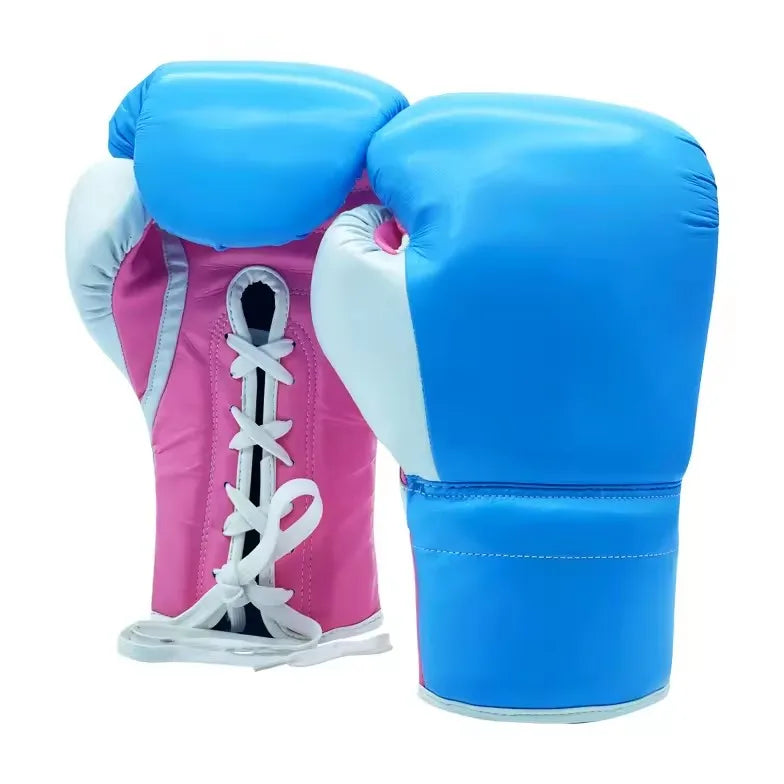 Guantes de Boxeo de Fibra Ultrafina con Cordones y Logotipo Personalizado, 10oz-16oz, Transpirables y Antideslizantes, Adecuados para Boxeo, MMA, Taekwondo y Entrenamiento para Adultos