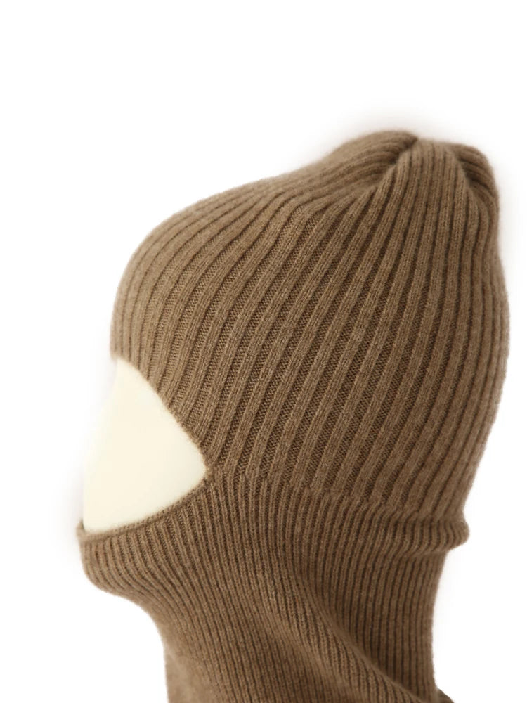 100% pasamontañas de punto de cachemira pura, bufanda, sombreros elegantes, gorros para mujeres y hombres, capucha de invierno, gorros cálidos para el cuello, Unisex