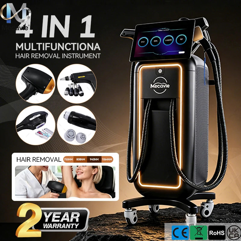 Máquina de Belleza Multifuncional 4 en 1 de 6000W, Láser de Diodo, Pico DPL, RF, Rejuvenecimiento de la Piel, Depilación, Eliminación de Tatuajes