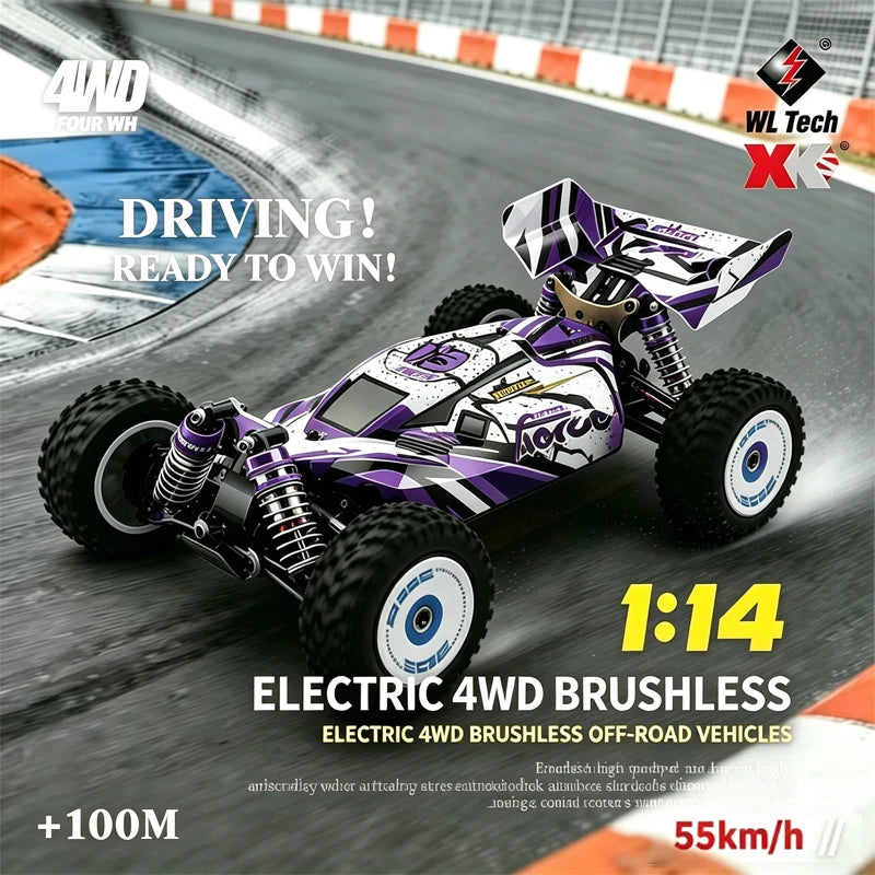 WLtoys 144016 124017 Serie 75KM/H 2.4G Coche RC sin escobillas 4WD Eléctrico de Alta Velocidad Todoterreno Juguetes de Control Remoto para Derrape para Niños