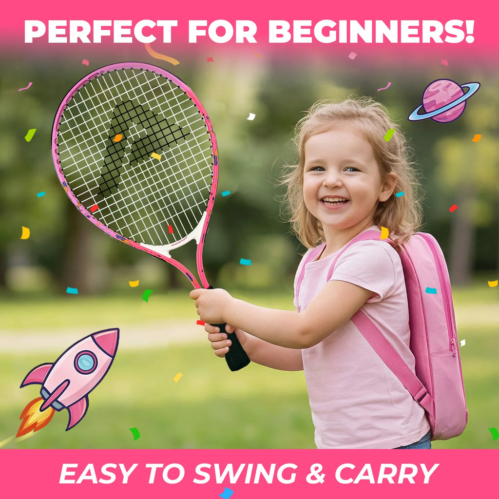 Raqueta de Tenis para Niños AMA SPORT de 17 Pulgadas con Bolsa, Preencordada, Ligera y Equilibrada, Raqueta Juvenil - Marco Ligero y Duradero para Niñas y Niños