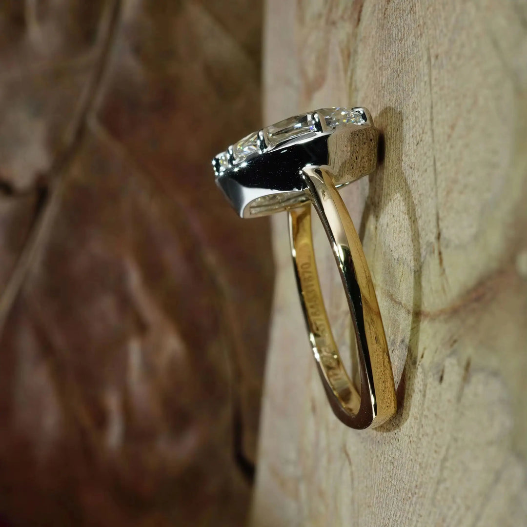Anillo de Diamante Cultivado en Laboratorio de 3.0ct con Corte Pera, Certificado IGI, E VS1 CVD, Anillo de Oro Amarillo y Blanco de 18K para Mujer, Joyería de Boda
