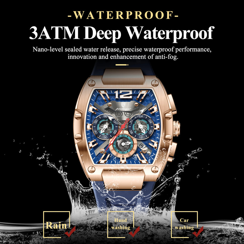 POEDAGAR Top Fashion Men Watch Luminous Waterproof Date Sports Man Clock Chronograph Silicone Quartz Casual Men's Watches Reloj