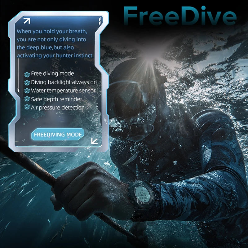 Reloj de buceo libre NORTH EDGE APACHE-D, nuevo, para deportes al aire libre, reloj para hombre con altímetro, barómetro, brújula y resistencia al agua de 10ATM