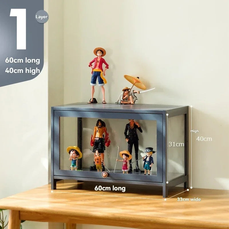 Vitrina hecha a mano, vitrina transparente a prueba de polvo con imitación de vidrio, caja de almacenamiento acrílica para juguetes Lego, estante para libros