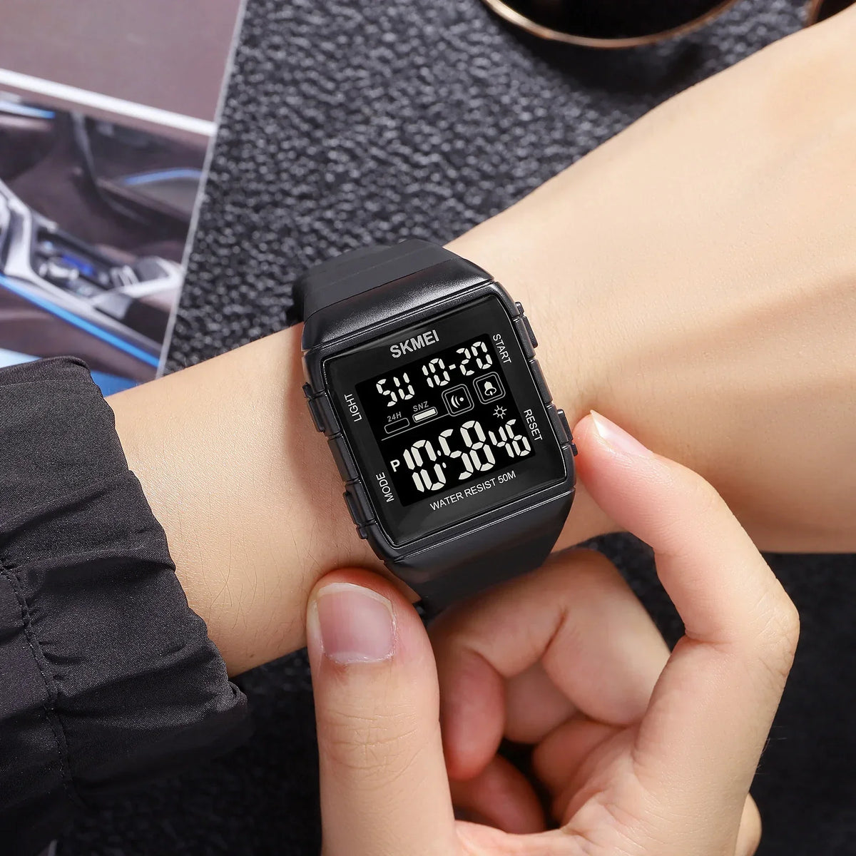 Reloj digital militar para hombre SKMEI 1960, deportivo, con calendario, cuenta regresiva, resistente al agua, a prueba de golpes, reloj de pulsera para hombre 1560
