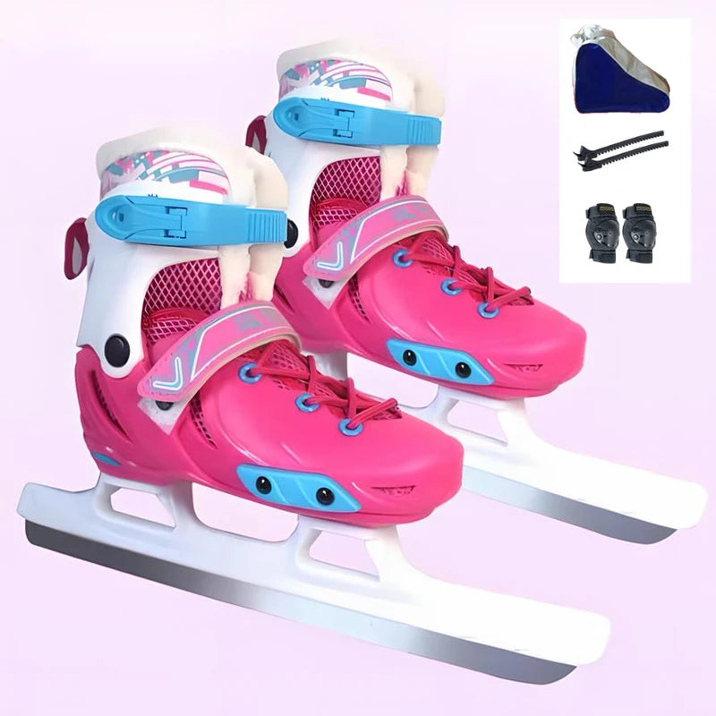 Zapatos de patinaje sobre hielo, patines en línea para hombres y mujeres, zapatillas térmicas cálidas y gruesas con figura de hielo con hoja de hielo para niños, adultos y adolescentes