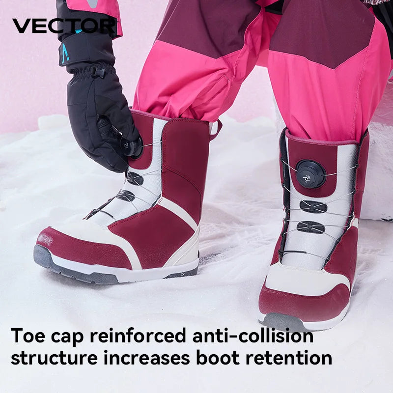VECTOR Zapatos de Esquí Profesionales para Hombre y Mujer, Botas de Snowboard Cálidas e Impermeables, Botas de Nieve Transpirables de Cuero Antideslizantes